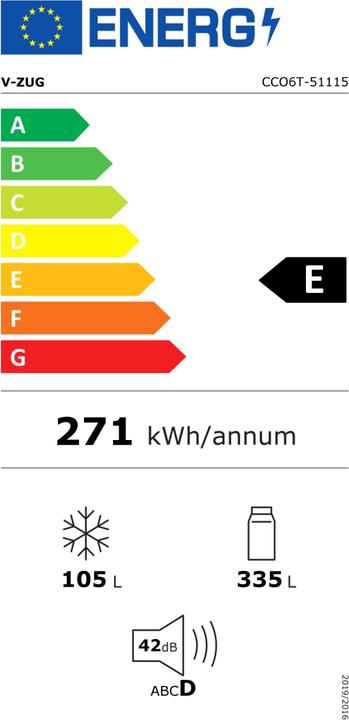 Energie-Label V-ZUG CombiCooler V6000 75 Supreme (440 l)