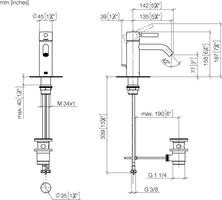 Actual product image Dornbracht Meta single-lever basin mixer with pop-up waste, 135 mm projection