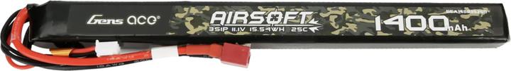 Actual product image Gens Ace 25C 1400mAh 3S1P 11.1V Airsoft Gun Lipo Battery with T Plug (1400 mAh, 11.10 V)