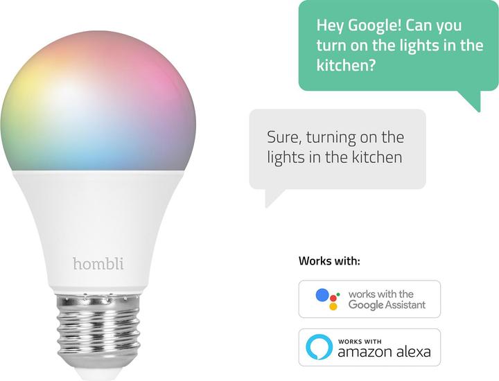Energie-Label Hombli Smart Bulb 9W RGB (2x) (E27, 9 W, 800 lm, 2 x, F)