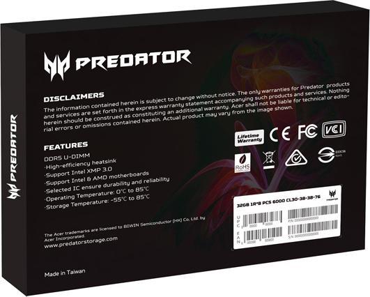 Produktbild Acer Predator Pallas II (2 x 16GB, 6000 MHz, DDR5-RAM, DIMM)