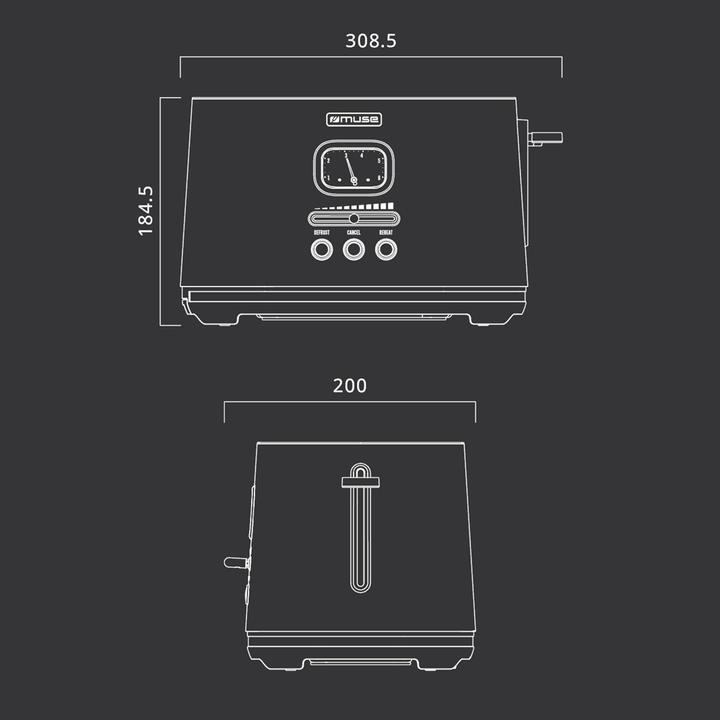 Produktbild Muse MS130 BC Edelstahl Toaster schwarz