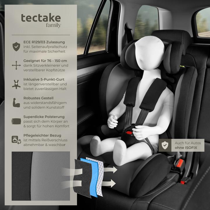 Immagine prodotto tectake Seggiolino auto Sophie con protezione dagli impatti laterali (Seggiolino per bambini, ECE R129/i-Size Standard)