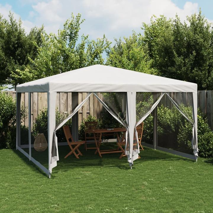 Image du produit VidaXL Partyzelt Pavillon Festzelt mit 8 Mesh-Seitenteilen Weiss 4x4m HDPE (400 cm, 400 cm)