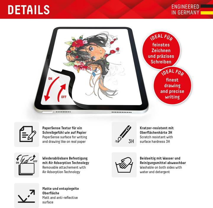 Produktbild Displex Tablet Papersense, iPad Paper Feeling Schutzfolie (1 Stück, iPad 2022 (10. Gen), iPad Air 11 2024 (M2))