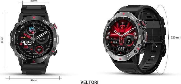 Actual product image Gino Rossi Veltori VT110-1 Smartwatch, schwarzes Silikonarmband