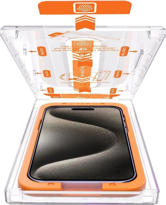 Actual product image PhoneLook Fully protective glass with automatic mounting system against bubbles and dust 3D (1 pcs., Apple iPhone 15)