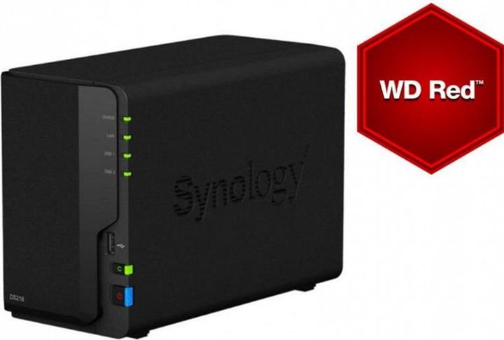 Actual product image Synology Ds218 (2 x 6 TB, WD Red Plus)