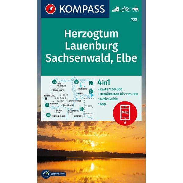 Kompass Wanderkarte 722 Herzogtum Lauenburg, Sachsenwald, Elbe 1:50.000 (45198246)