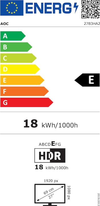 Energie-Label AOC 27B3HA2 (1920 x 1080 Pixel, 27")