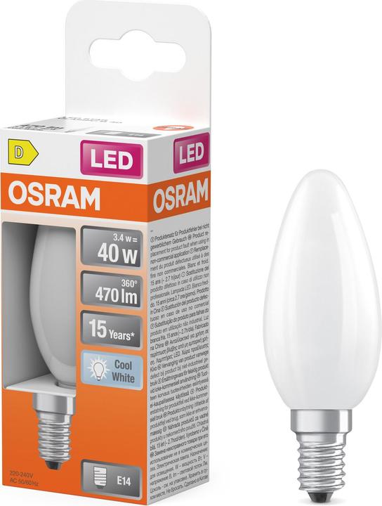 Image du produit Osram LED Leuchtmittel LED Retrofit CLASSIC B 3.4W 840 Frosted E14 Neutralweiss 4099854467851 (E14, 470 lm, 6x)
