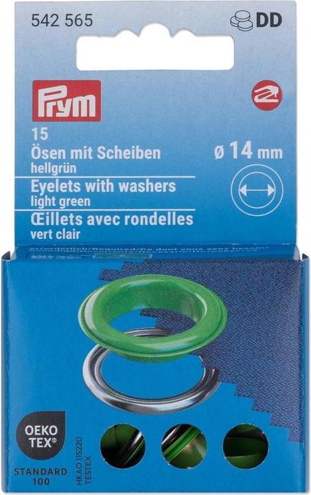 Immagine prodotto Prym Occhielli con dischi MS, colore verde chiaro-argento 14 mm, 15 pezzi.
