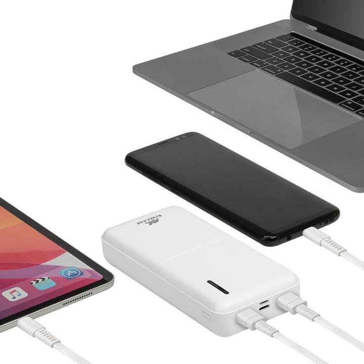 Produktbild Rivacase POWER BANK USB 20000 mAh/VA2572 Baltas (20000 mAh, 20 W, 74 Wh)