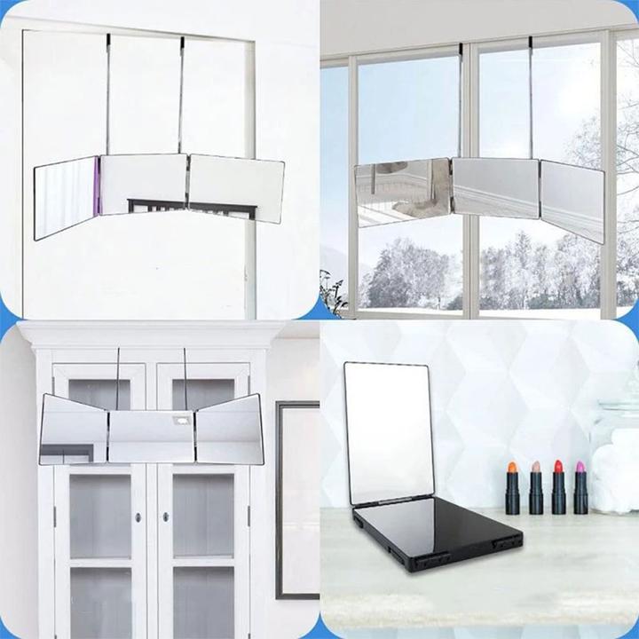 Actual product image Noya Klappbarer Kosmetik Spiegel 93x20x3cm mit 360° Ansicht und Aufhängung Schwarz