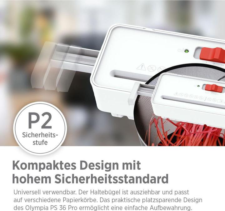 Produktbild Olympia Aktenvernichter PS 36 Pro wei?? (Streifenschnitt)