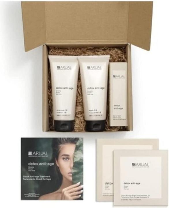 Immagine prodotto Arual Pacchetto Detox - Shampoo, Maschera, Siero e Trattamento - Marrone (Set per la cura dei capelli)