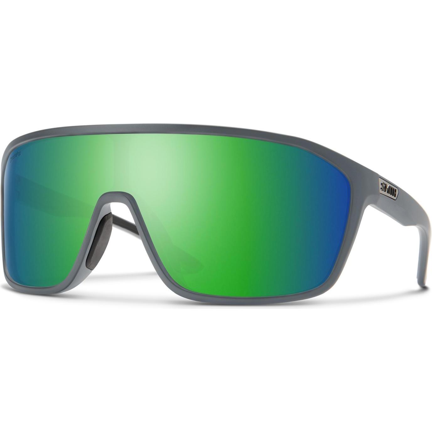 Smith, Unisex, Sportbrille, Boomtown Polarized Mirror S3 (VLT 15%) (Matte Cement, polarized green mirror), Grau
