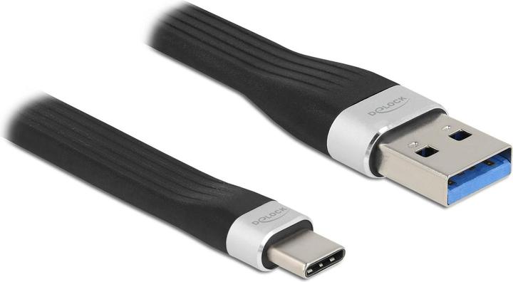 Produktbild Delock USB 3.2 Gen 1 Flachbandkabel A-C 13.5 cm Schwarz/Silber (0.14 m)