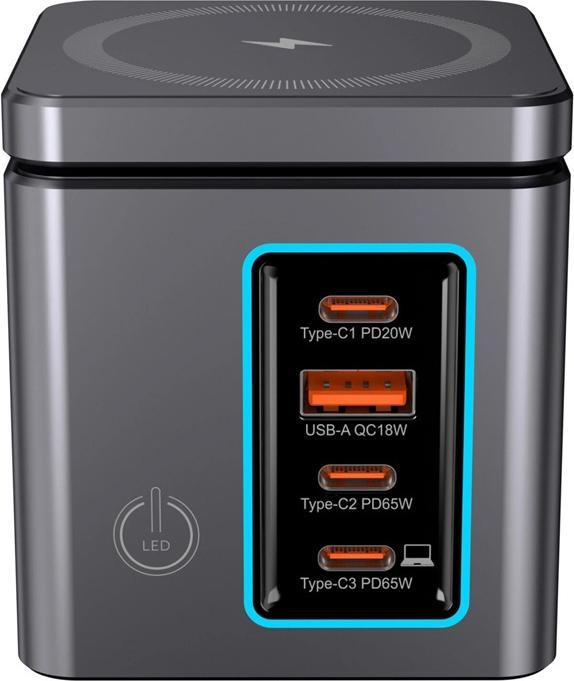Actual product image BlitzWolf BW-i113 GaN, USB-A, 3xUSB-C, 105W mains charger (105 W, 6 ports)