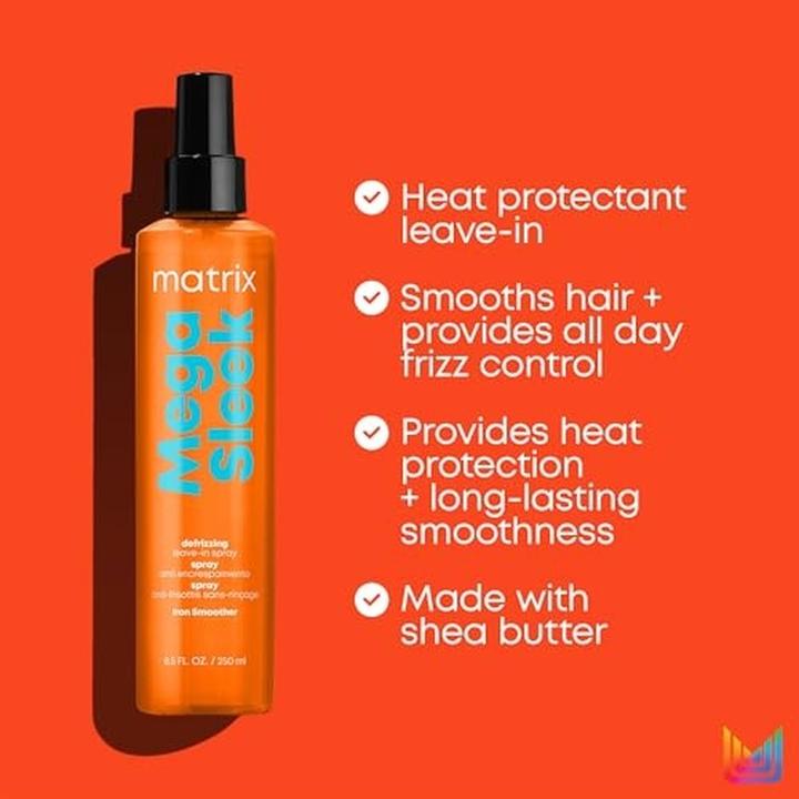 Actual product image Matrix Total Results Mega Sleek Iron Smoother Leave-In Anti-Frizz Conditioner Spray 250ml (250 ml)