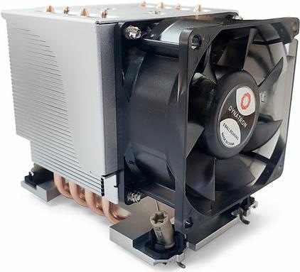 Actual product image Dynatron S6 Intel 4677 3U active aluminium heat sink with cooling fins and heat pipes in contact (38 mm)