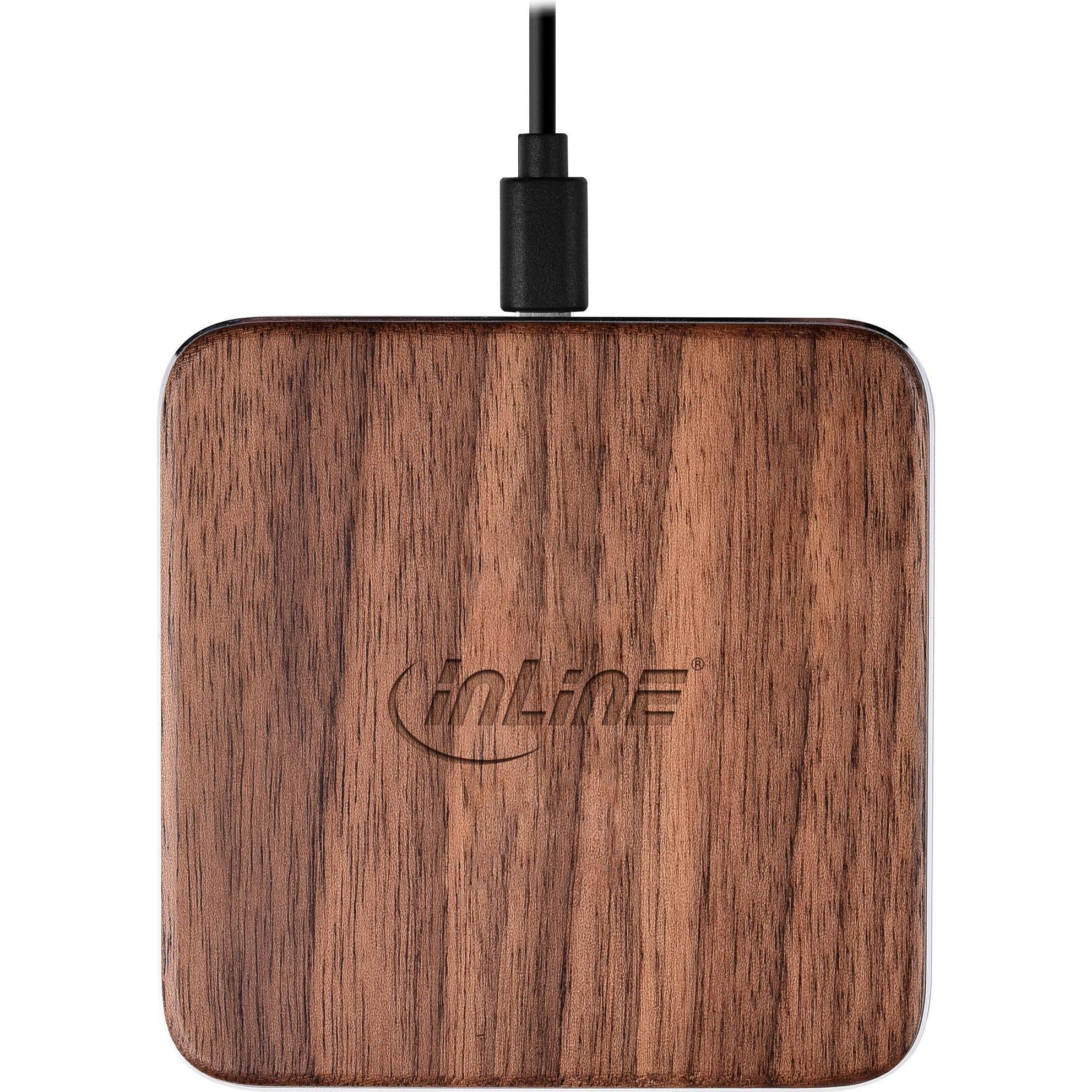 Thumbnail - InLine Qi woodcharge (10 W), Wireless Charger, Braun