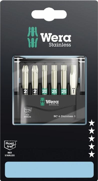 Image du produit Wera Bit-Check 6 Stainless 1 SB (Cruciforme Pozidriv PZ)