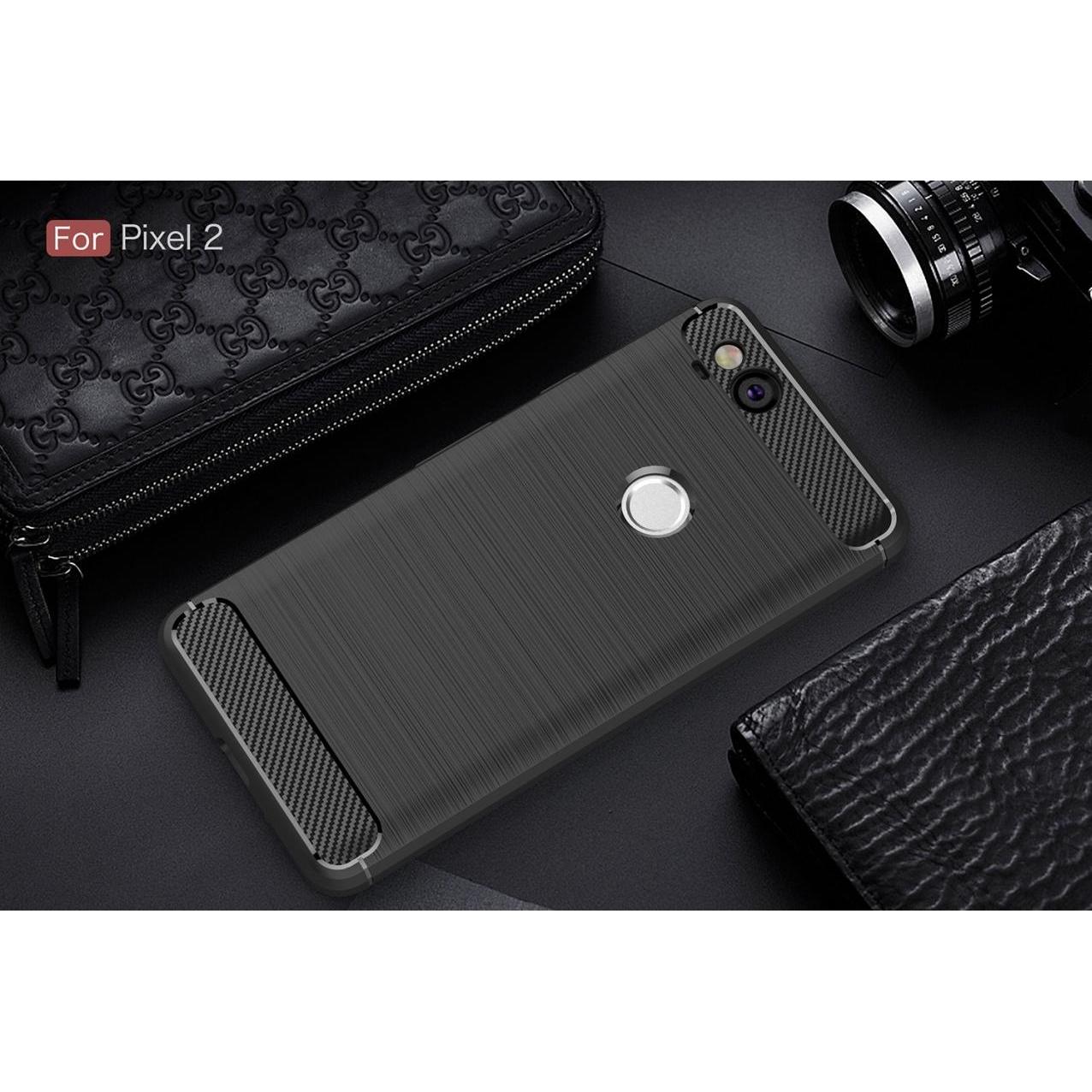 Thumbnail - Screenguard Google Pixel 2 Hülle Carbon Brushed Soft TPU (Google Pixel 2), Smartphone Hülle, Schwarz