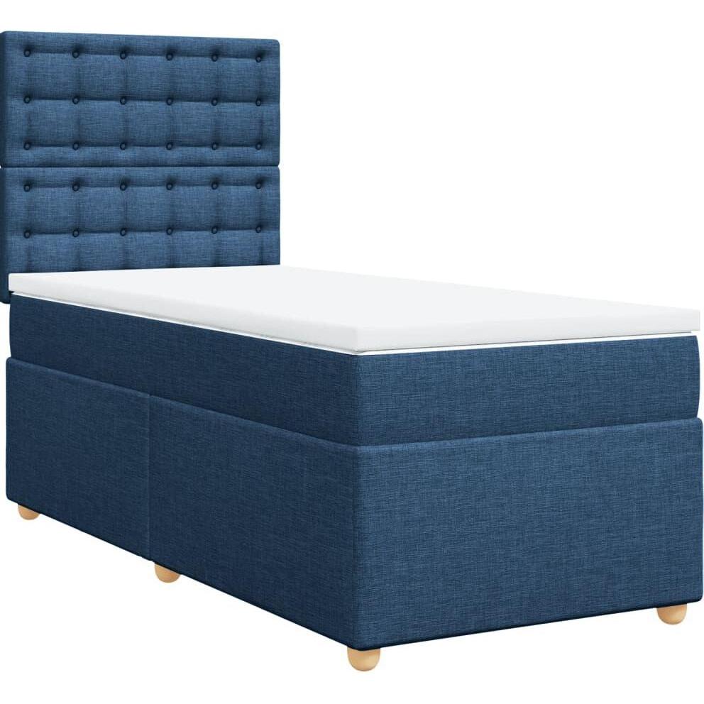 Thumbnail - VidaXL, Bett, Boxspringbett Einzelbett Polsterbett Bett Matratze Blau 90x190cm Stoff (90 x 190 cm)