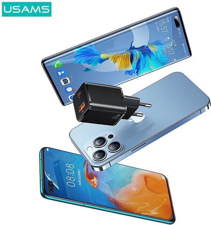 Actual product image Usams Dual Ports GaN Mini Fast Charger (33 W)