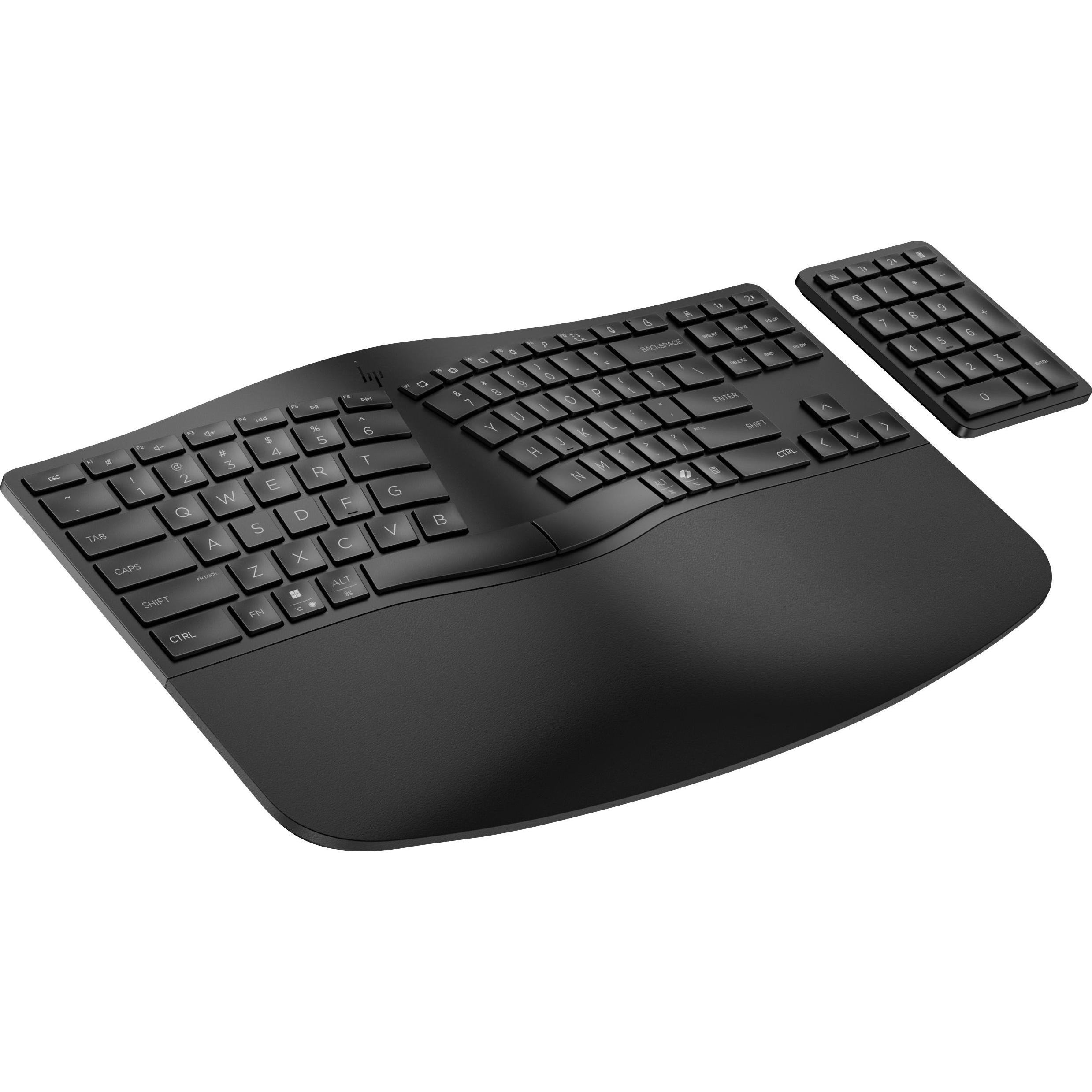 HP 960 BLK Ergonomic Wireless Keyboard GR (P) (Deutschland, Kabellos), Tastatur, Schwarz