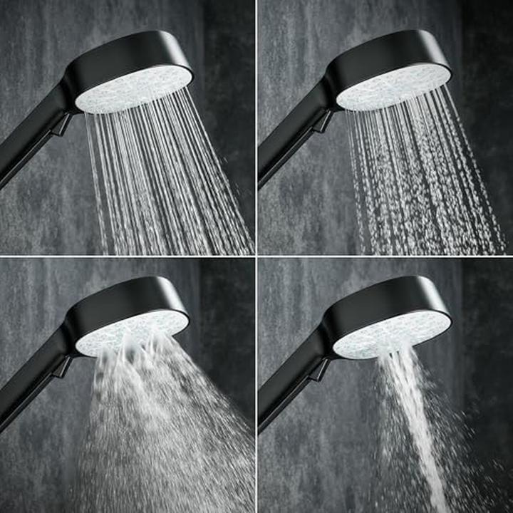 Image du produit Mira Showers Douche thermostatique noire mat avec pomme de douche à pression et réglage de hauteur