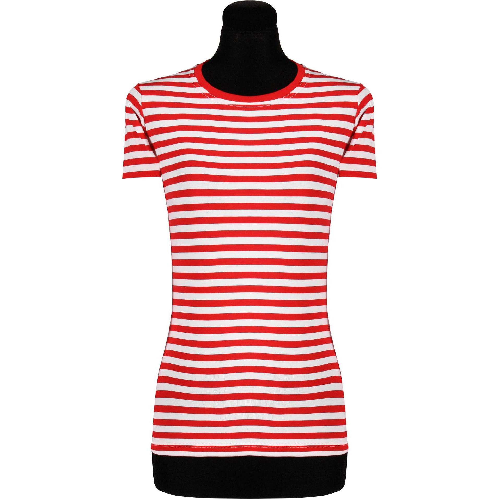 Thetru Damen Ringelshirt kurzarm rot-weiss – alltagstauglich (S)