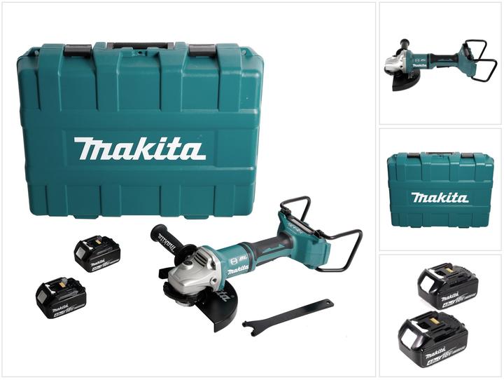 Makita DGA 900 MKX2 Smerigliatrice a batteria 36V (2x18V) 230mm + 2x Batterie 4,0Ah + Dado Ezynut + (230 mm)
