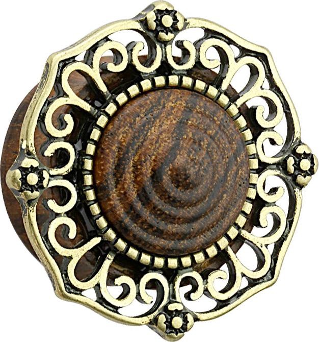 Immagine prodotto Star Piercing Spina svasata in legno Sono con scudo tribale (Organico, Ottone)