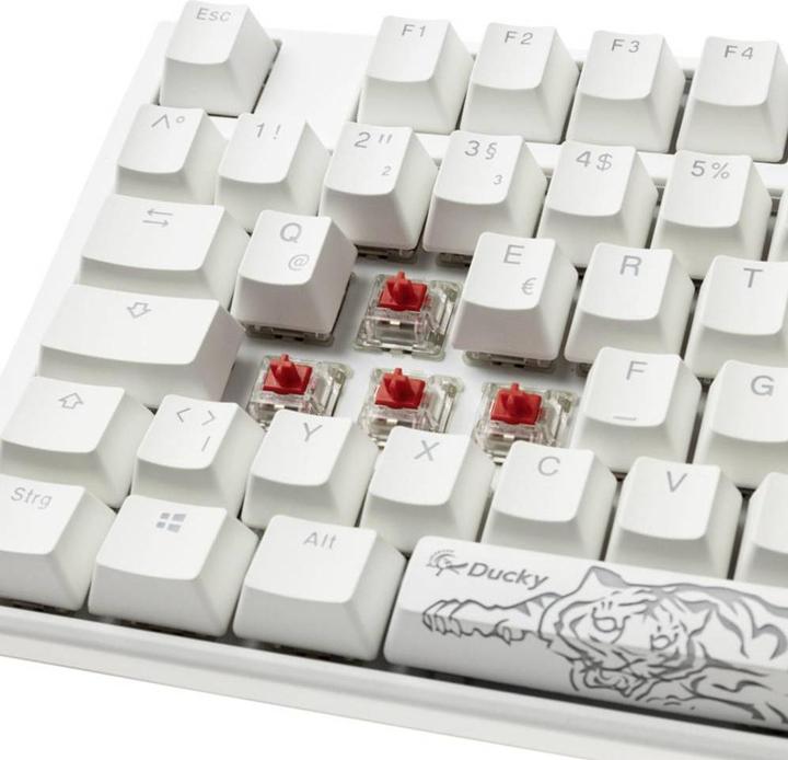 Actual product image Ducky One 3 Classic Pure White TKL Gaming Keyboard, RGB LED - MX-Red (DE, Cable)