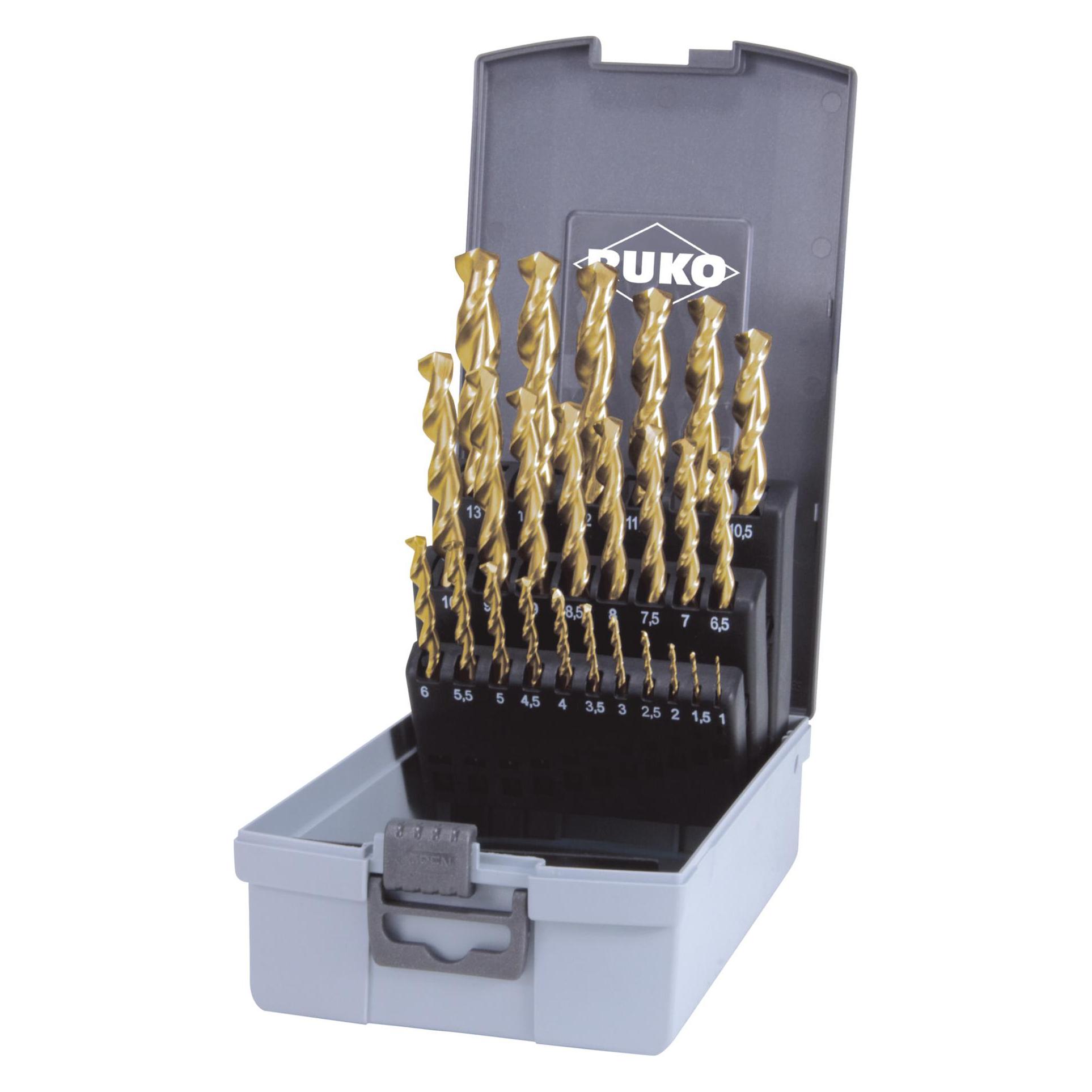 Ruko Spiralbohrer DIN 338 TL3000 HSS-G TiN.Set 25 pcs. (1 Millimeter, 10 Millimeter, 11 Millimeter, 12 Millimeter, 13 Millimeter, 2 Millimeter, 3 Millimeter, 4 Millimeter, 5 Millimeter, 6 Millimeter, 7 Millimeter, 8 Millimeter, 9 Millimeter) (258215TRO/RUKO)