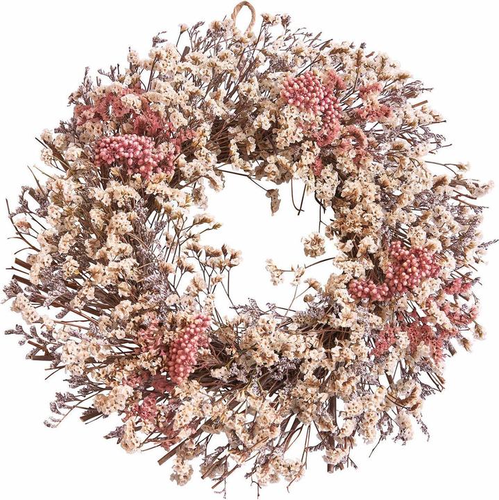 Loberon Trockenblumenkranz Jovilique weiss/rosa