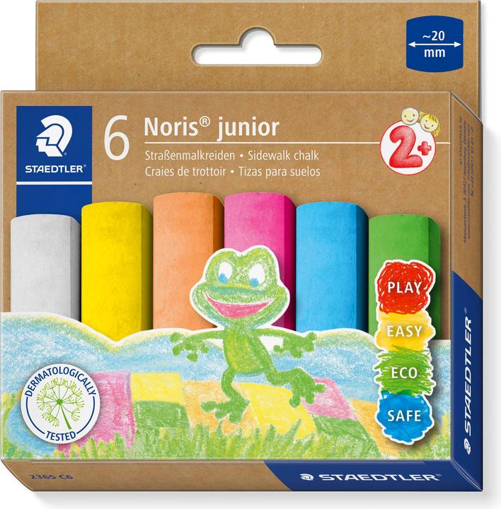 Staedtler Strassenmalkreide Noris junior, 6er Karton im Maxiformat, quadratisch, Durchmesser: 20 mm, staubarm (Multi, 6 x)