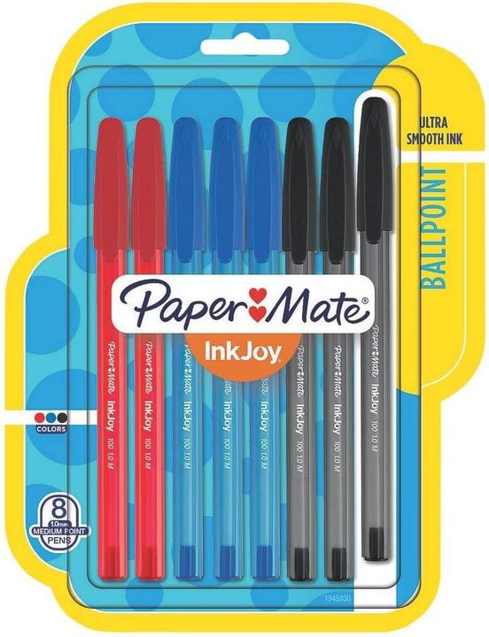 Produktbild Paper Mate Kugelschreiber InkJoy 100 Kappe M S/B/R/G (8x)
