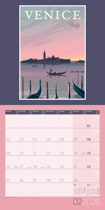 Image du produit Vintage Voyage - Reiseposter - Kalender 2026 - 30x30 (30 x 30 cm, Couverture rigide, Anglais, Français)