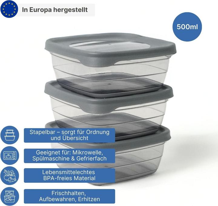 Produktbild Hobby 3er-Set Frischhaltedosen Aufbewahrungsdosen Vorratsdosen Gefrierdosen (1.50 l)