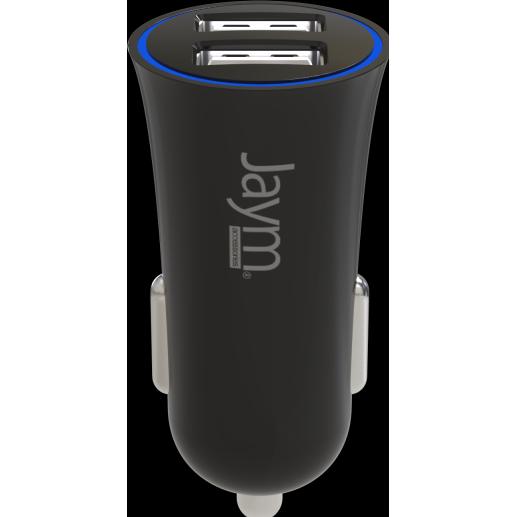 Thumbnail - Jaym USB-A 12W 2,4A Kompaktes und leichtes Doppel-Autoladegerät mit Überspannungsschutz, Auto Adapter, Schwarz