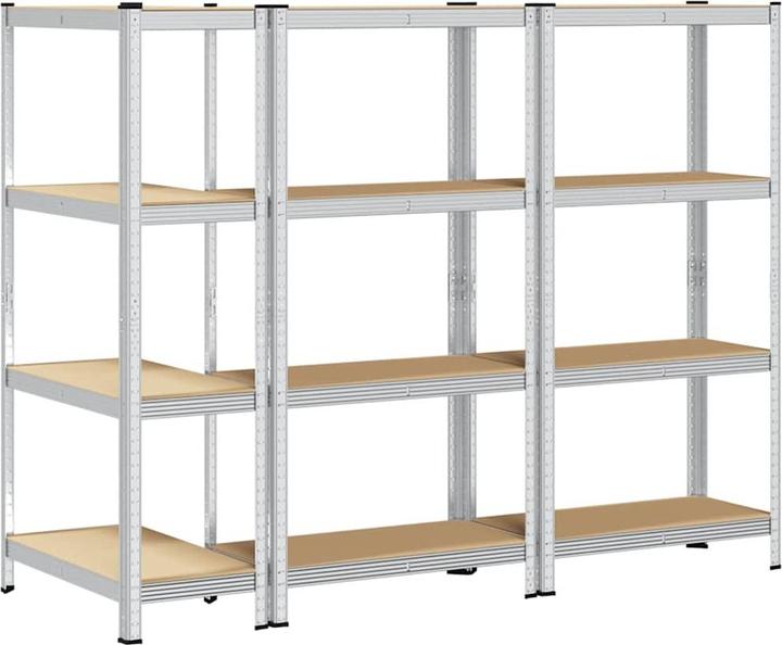 Image du produit vidaXL Rayonnages de stockage avec 4 étagères 3 pcs Argenté Acier & Bois composite