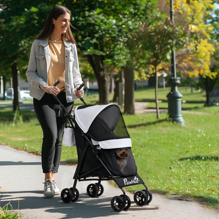 Actual product image Swisshandel24 Hundewagen Hundebuggy klappbar für Hunde & Katzen bis 4 kg Hellgrau (Cat, Dog, Foldable, Safety closure, Washable)