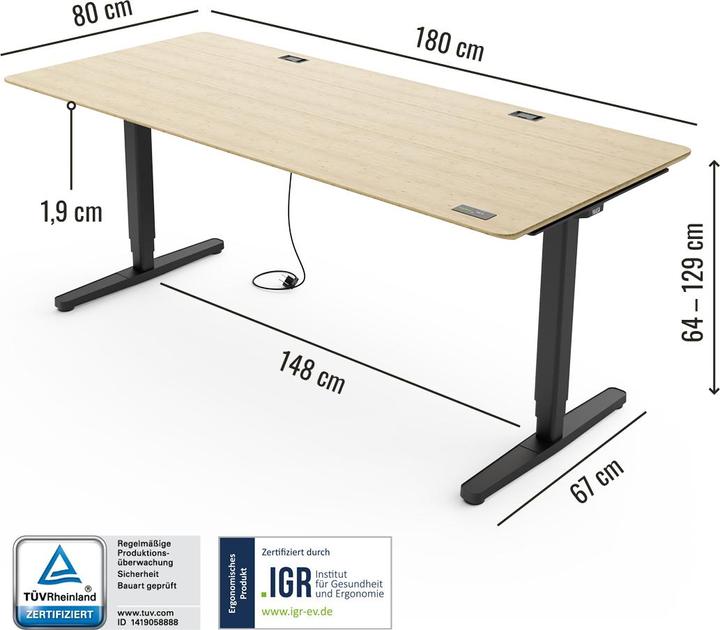Produktbild Yaasa Desk Pro (180 x 80 cm)