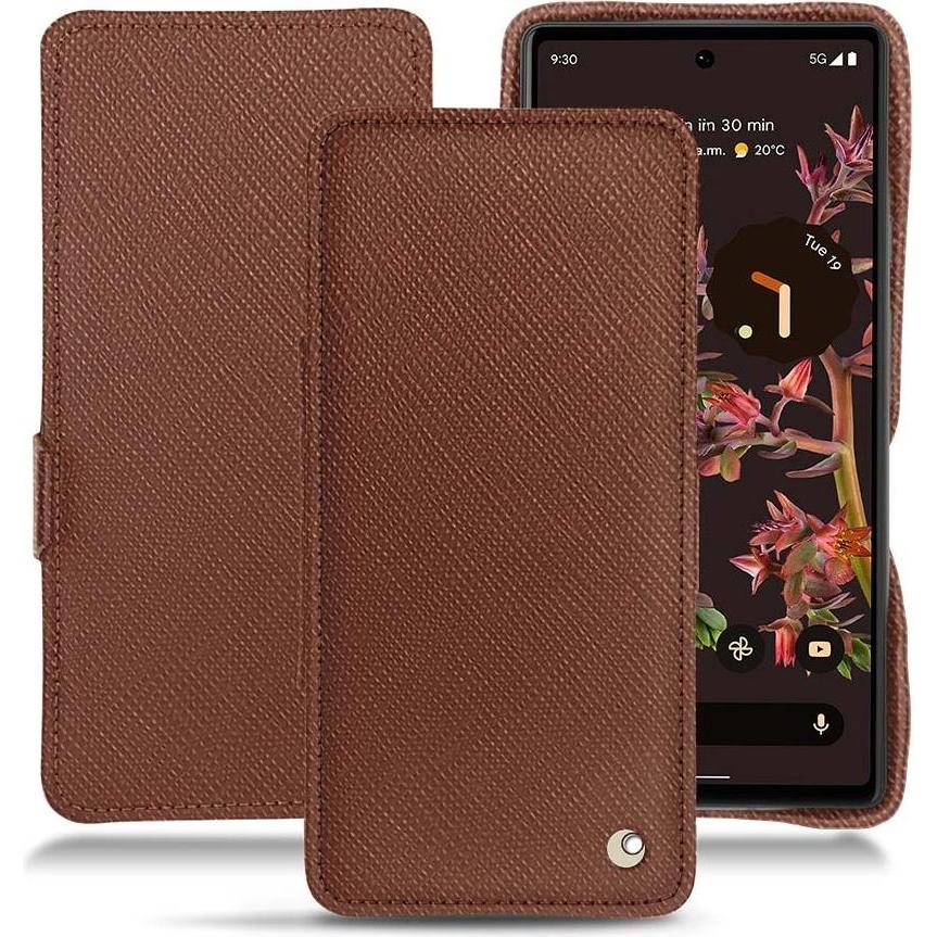 Noreve Lederschutzhülle horizontal (Google Pixel 6), Smartphone Hülle, Braun
