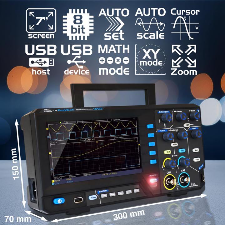 Produktbild Peaktech P 1401 Digital Speicher Oszilloskop (CAT II 400V)