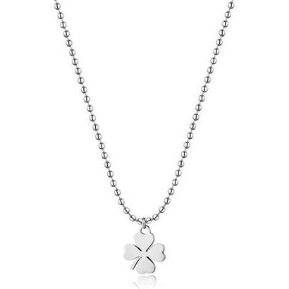 Sagapo S'Agapo Popular Steel Necklace With Four-Leaf Clover Smile Ssm005, Handykette