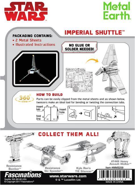 Actual product image Metal Earth Star Wars Imperial Shuttle, model making